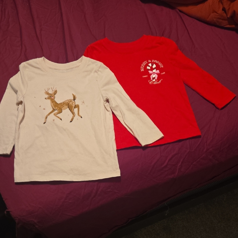 2 Cat And Jack Long Sleeve Christmas Shirts